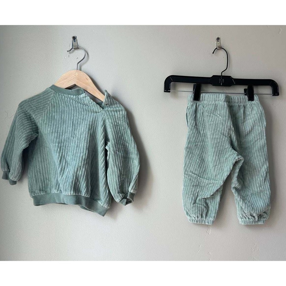 H&M Retro Ribbed Velour Matching Set Sweatshirt Pants 9M Y2K Scandi Baby Skate